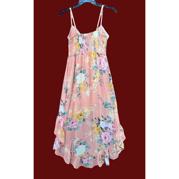 Rue 21 - Women's Summer Sleeveless High Low Hem Ruffle Floral Dress - Pink - S - Picture 2 of 16